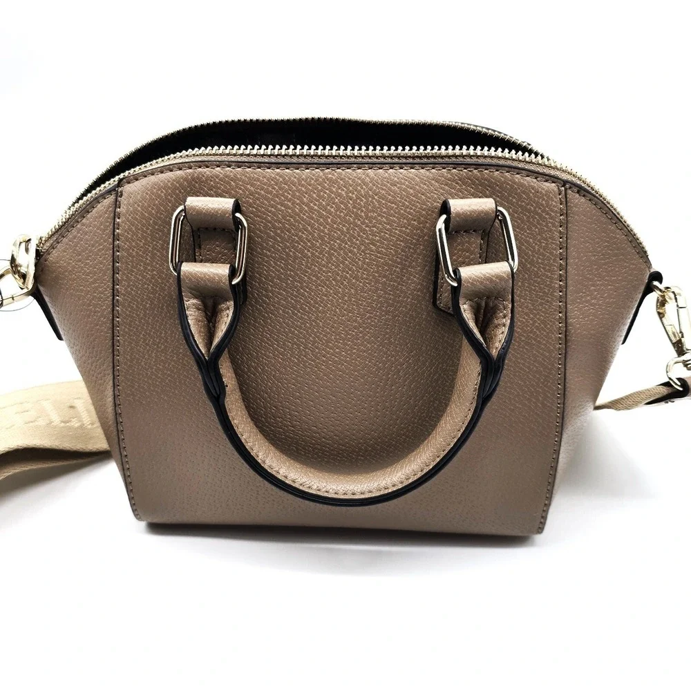 NWT True Religion Taupe Satchel Handbag Crossbody Purse Gold Logo MSRP $109